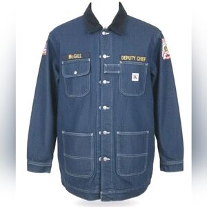 Firemans Chore Denim Coat/Jacket Size L Made In USA.